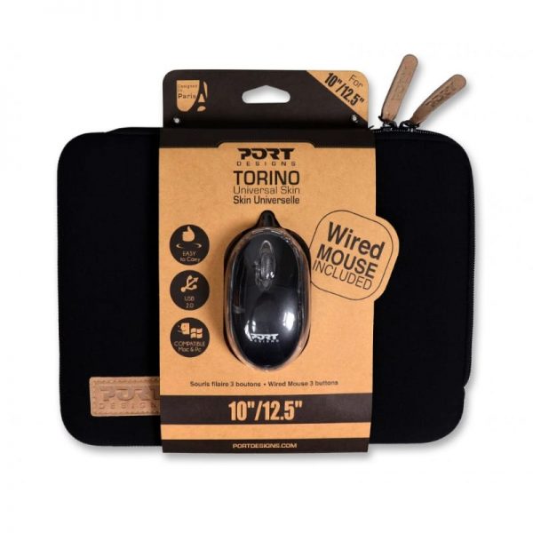 Port Designs TORINO 10/12.5' Sleeve - Black + Mouse