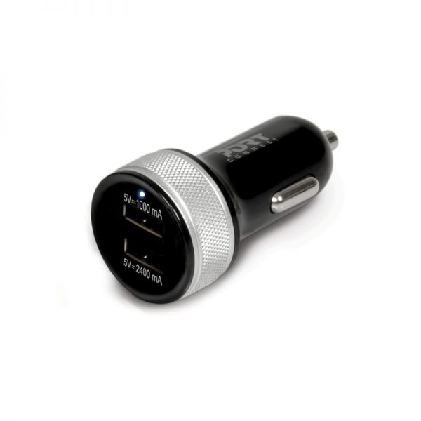 Port Connect Dual Port 3.4A Car Charger Black