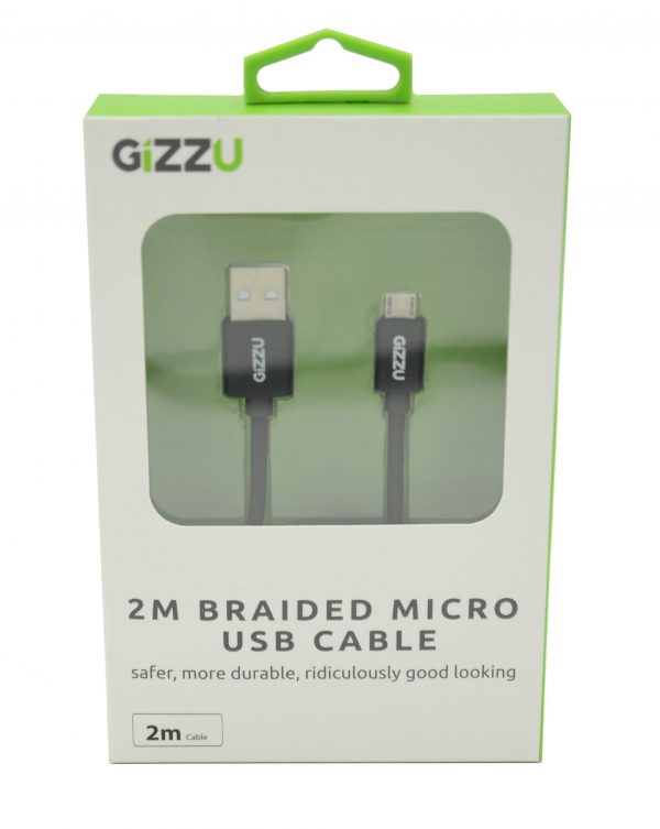 GIZZU Micro 2m USB Braided Cable Black