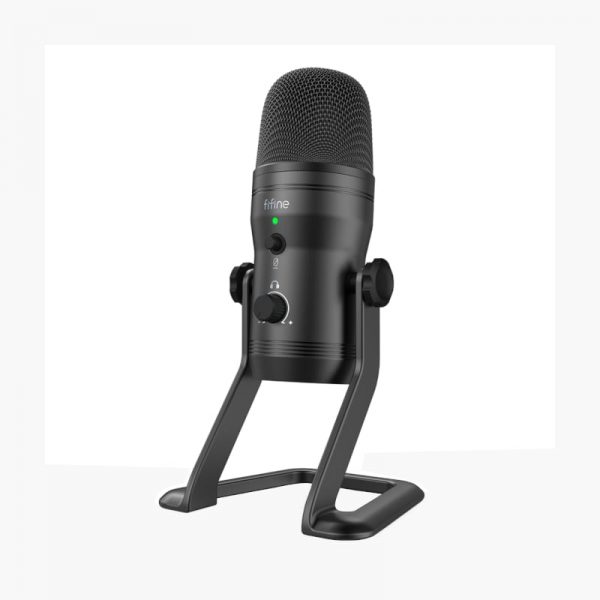 Fifine K690 Cardioid USB Multi-Polar Pattern Condenser Microphone with Stand|Adjustable Volume|Adjustable Pattern|Monitor Output - Black