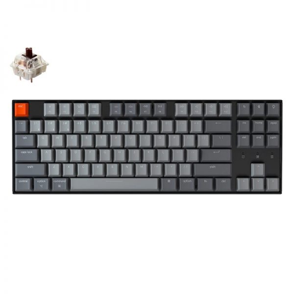 KeyChron K8 87 Key Aluminum Frame Hot-Swappable Gateron Mechanical Keyboard RGB Brown