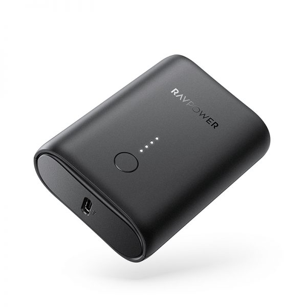 RAVPOWER 10000mAh 1x USB|1x Type-C PD18W/QC3.0 Power Bank - Black