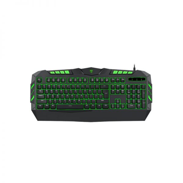 T-Dagger Torpedo 3 Colour Lighting|150cm Cable|19 Non-Conflict Key|Phone Holder|Membrane Gaming Keyboard - Black