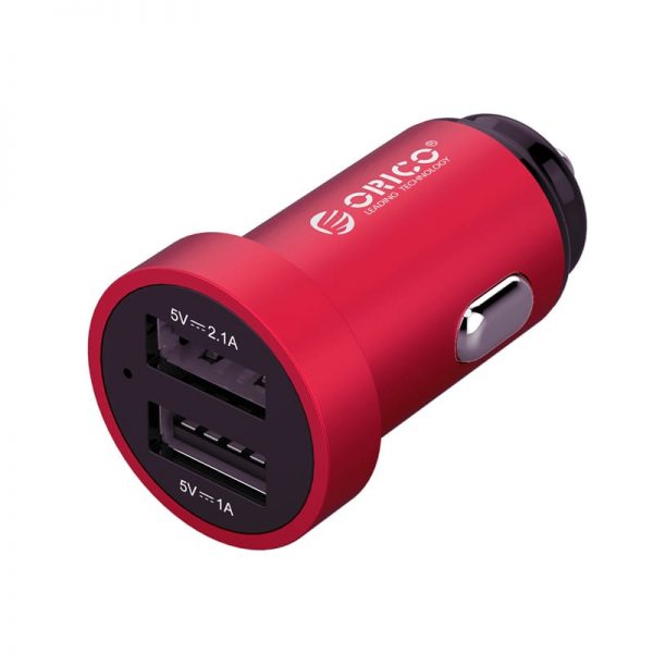 Orico Dual Port Mini USB Car Charger - Red